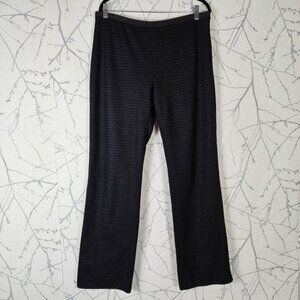 Marie Saint Pierre Black Stripe 70% Wool Straight Wide Leg Trousers
